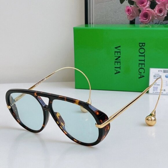 New unique Bottega Veneta Unisex Women Sunglasses Havana Frame Blue Lens - Picture 1 of 5